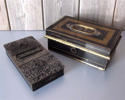 antique metal coin box|vintage money box.